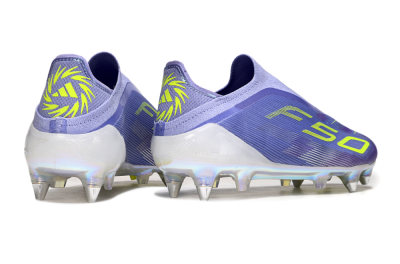 Men's Adidas F50 Elite Laceless SG Soft Ground Low-Tops Football Boots - Purple/Yellow/Silver