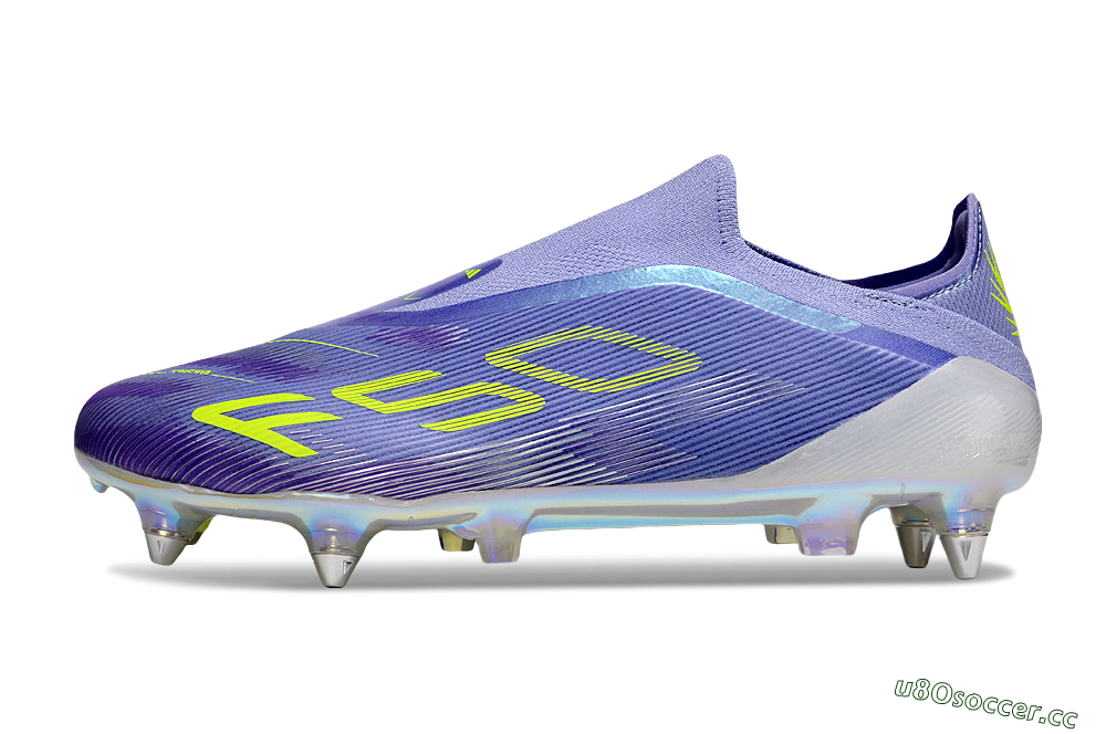 Men's Adidas F50 Elite Laceless SG Soft Ground Low-Tops Football Boots - Purple/Yellow/Silver 0