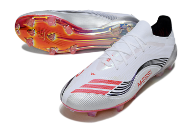 Unisex Messi x Adidas F50 Elite FG Firm Ground Low-Tops Football Boots - White/Silver/Red