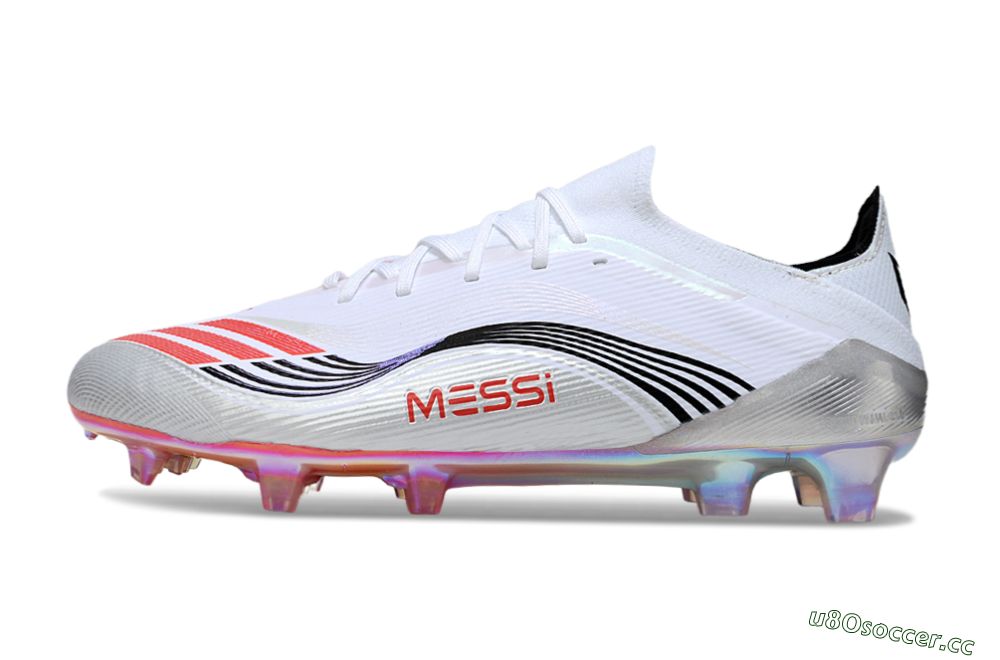 Unisex Messi x Adidas F50 Elite FG Firm Ground Low-Tops Football Boots - White/Silver/Red 0