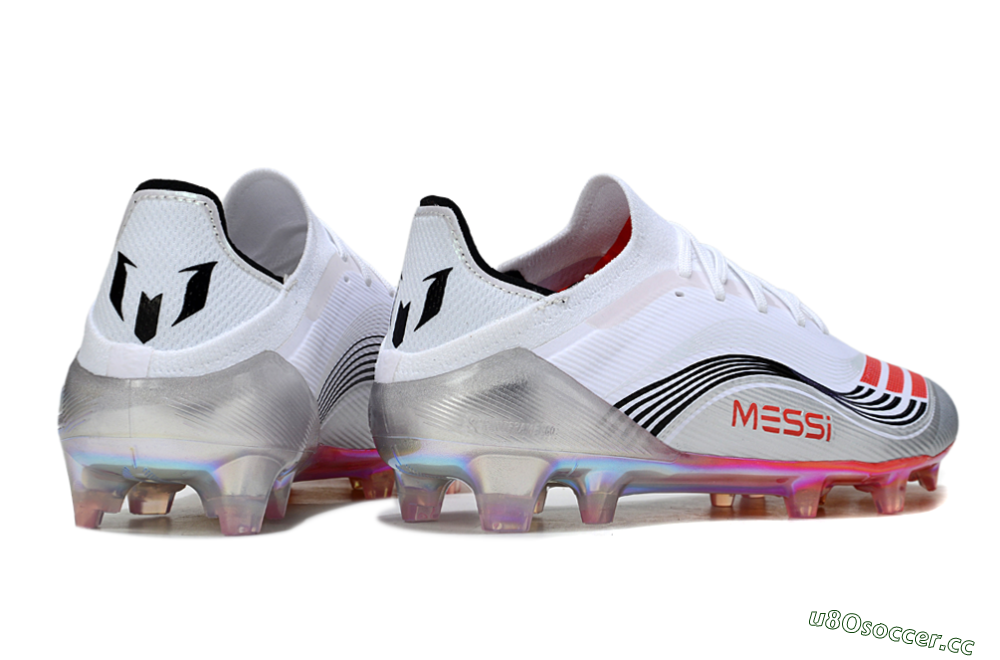 Unisex Messi x Adidas F50 Elite FG Firm Ground Low-Tops Football Boots - White/Silver/Red 6