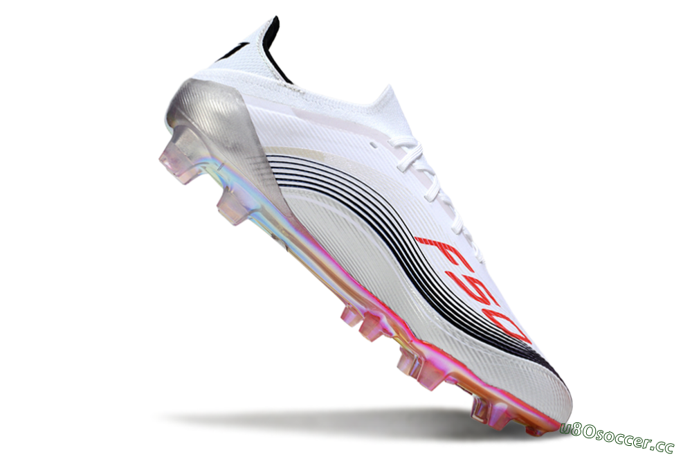 Unisex Messi x Adidas F50 Elite FG Firm Ground Low-Tops Football Boots - White/Silver/Red 4