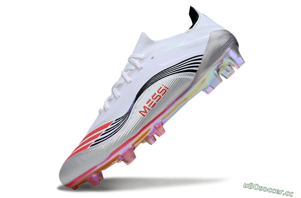 Unisex Messi x Adidas F50 Elite FG Firm Ground Low-Tops Football Boots - White/Silver/Red 5