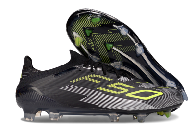 Unisex Adidas F50 Elite FG Firm Ground Low-Tops Football Boots - Black/Yellow/Silver