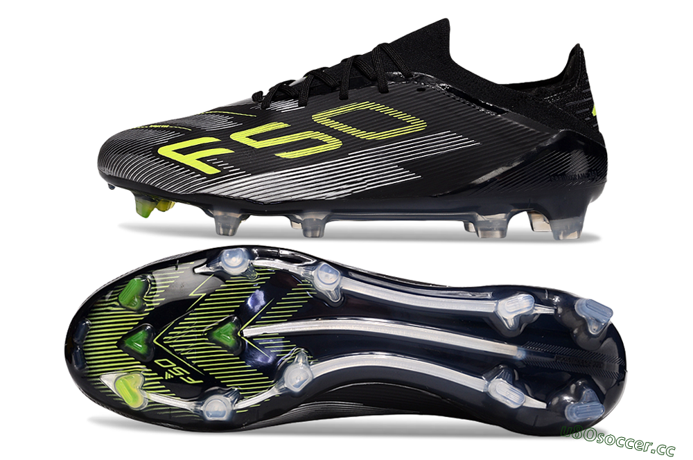 Unisex Adidas F50 Elite FG Firm Ground Low-Tops Football Boots - Black/Yellow/Silver 1