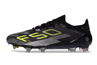 Unisex Adidas F50 Elite FG Firm Ground Low-Tops Football Boots - Black/Yellow/Silver