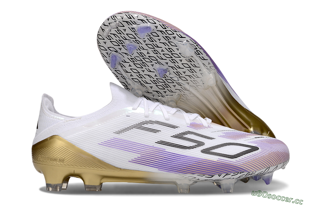 Unisex Adidas F50 Elite FG Firm Ground Low-Tops Football Boots - White/Purple/Black 2