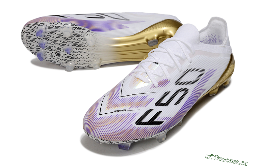 Unisex Adidas F50 Elite FG Firm Ground Low-Tops Football Boots - White/Purple/Black 3