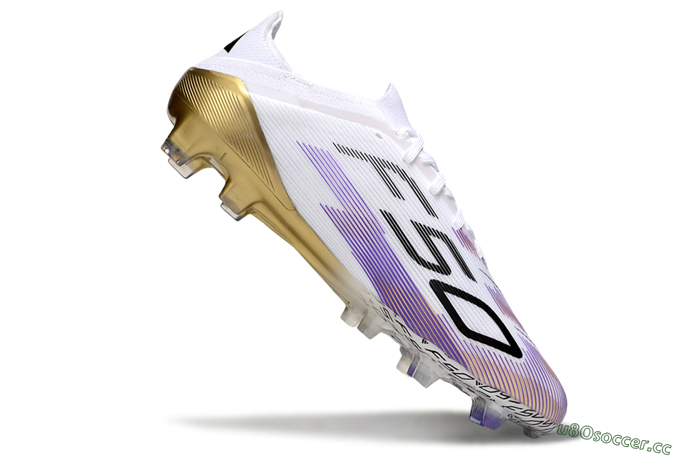 Unisex Adidas F50 Elite FG Firm Ground Low-Tops Football Boots - White/Purple/Black 4