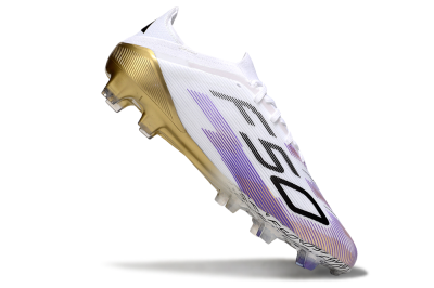 Unisex Adidas F50 Elite FG Firm Ground Low-Tops Football Boots - White/Purple/Black