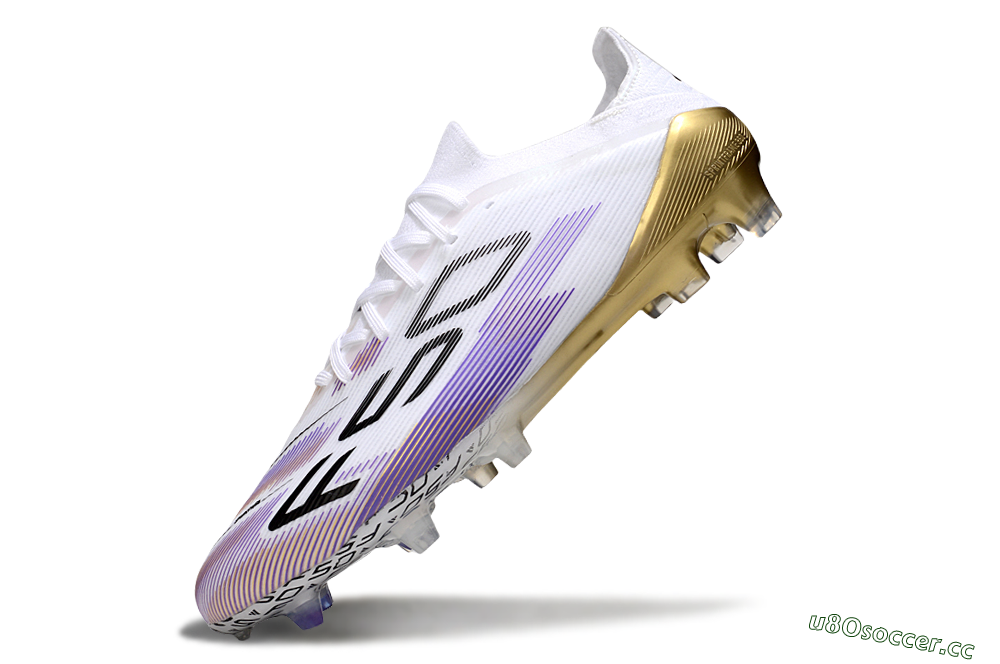 Unisex Adidas F50 Elite FG Firm Ground Low-Tops Football Boots - White/Purple/Black 5