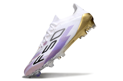 Unisex Adidas F50 Elite FG Firm Ground Low-Tops Football Boots - White/Purple/Black