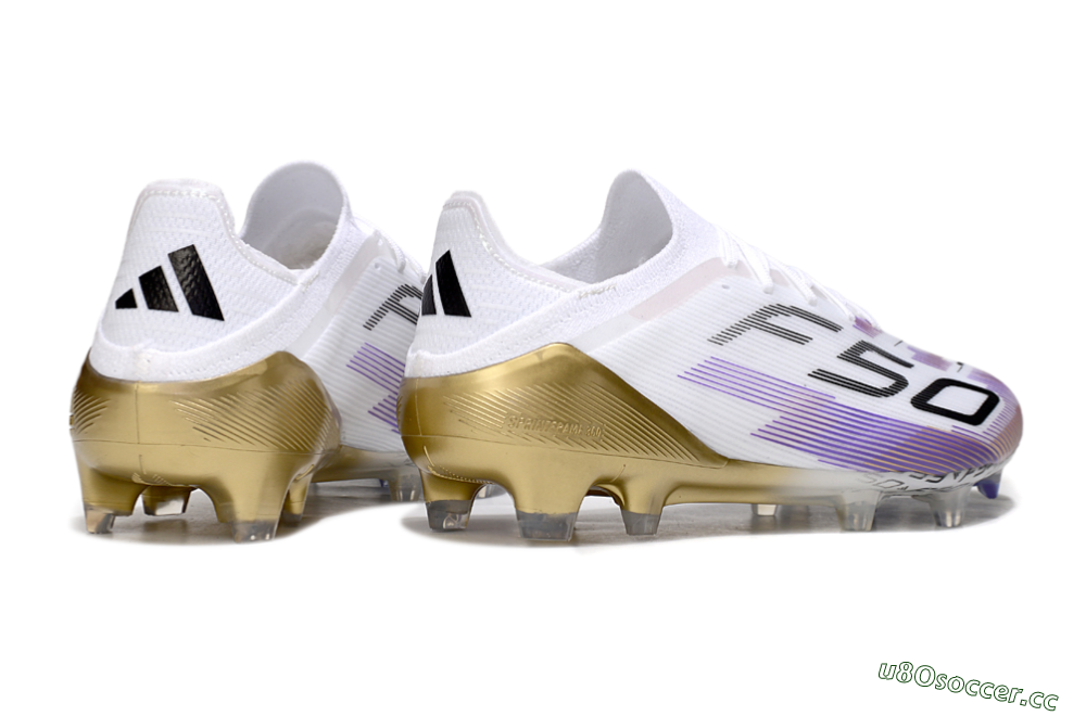 Unisex Adidas F50 Elite FG Firm Ground Low-Tops Football Boots - White/Purple/Black 6