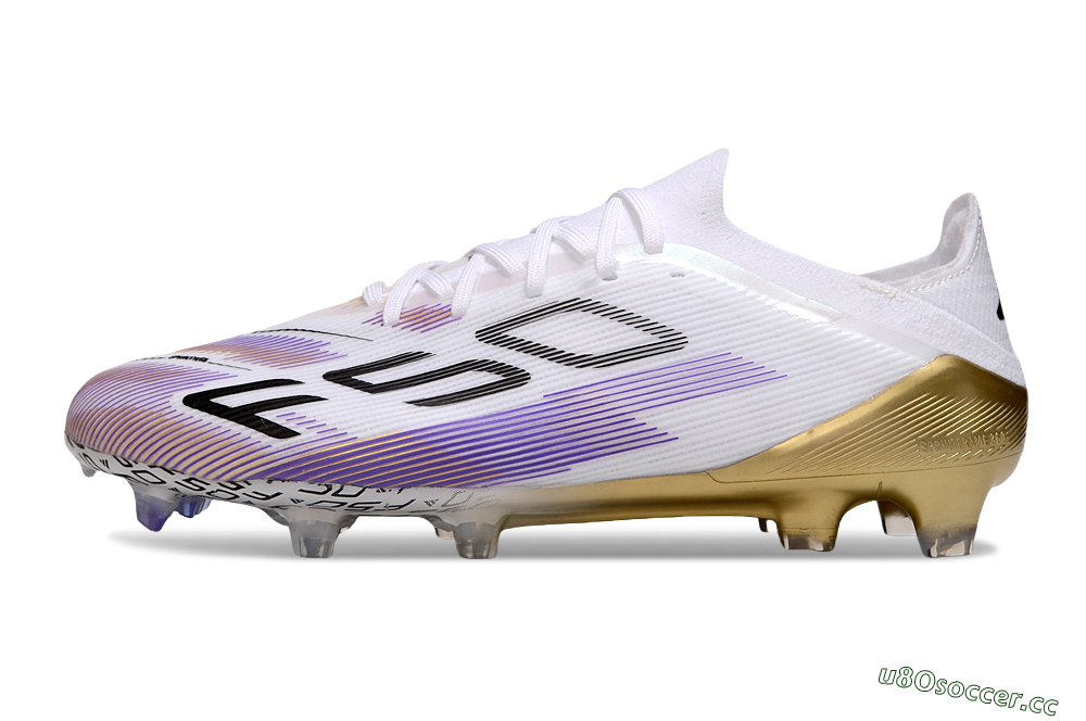 Unisex Adidas F50 Elite FG Firm Ground Low-Tops Football Boots - White/Purple/Black 0