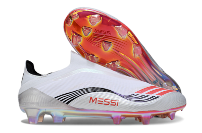 Unisex Messi x Adidas F50 Elite FG Firm Ground Low-Tops Football Boots - White/Silver/Red
