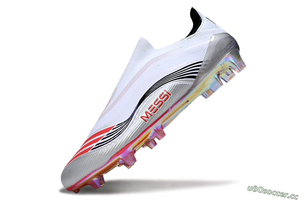 Unisex Messi x Adidas F50 Elite FG Firm Ground Low-Tops Football Boots - White/Silver/Red 5