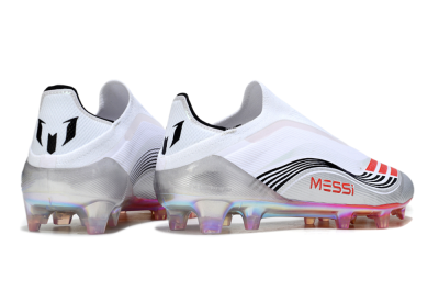 Unisex Messi x Adidas F50 Elite FG Firm Ground Low-Tops Football Boots - White/Silver/Red