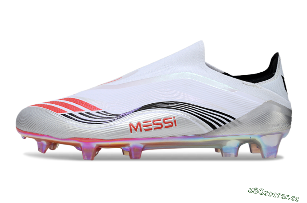 Unisex Messi x Adidas F50 Elite FG Firm Ground Low-Tops Football Boots - White/Silver/Red 0