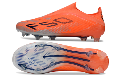 Unisex Adidas F50 Elite Laceless FG Firm Ground Low-Tops Football Boots - Red/Black/Silver