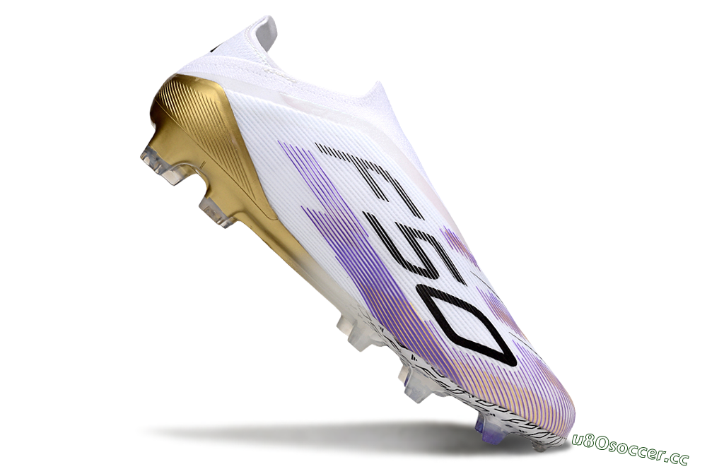 Unisex Adidas F50 Elite Laceless FG Firm Ground Low-Tops Football Boots - White/Purple/Black 4