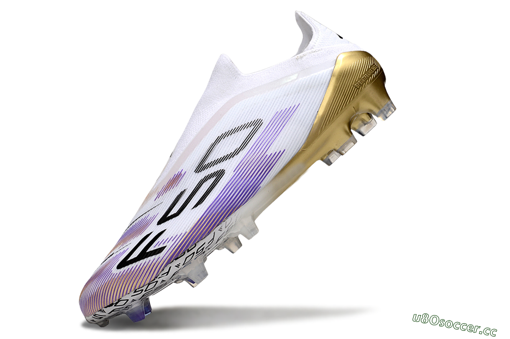 Unisex Adidas F50 Elite Laceless FG Firm Ground Low-Tops Football Boots - White/Purple/Black 5