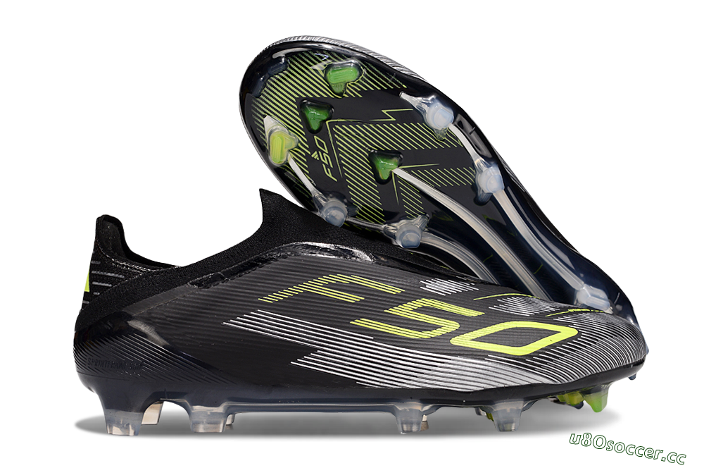 Unisex Adidas F50 Elite Laceless FG Firm Ground Low-Tops Football Boots - Black/Yellow/Silver 2