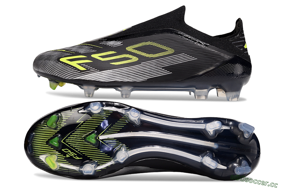 Unisex Adidas F50 Elite Laceless FG Firm Ground Low-Tops Football Boots - Black/Yellow/Silver 1