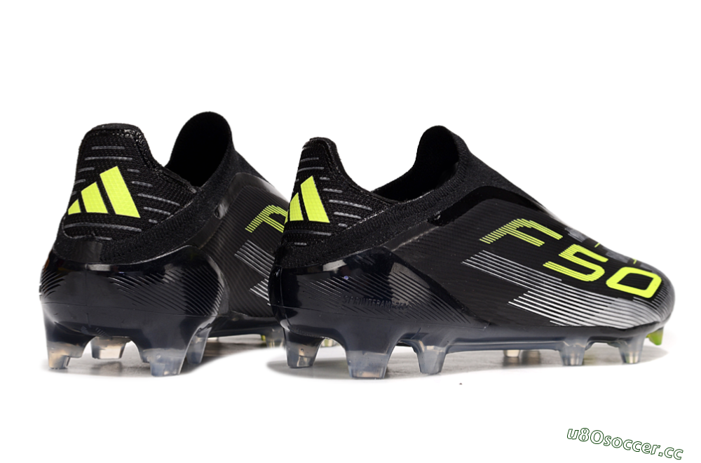 Unisex Adidas F50 Elite Laceless FG Firm Ground Low-Tops Football Boots - Black/Yellow/Silver 6