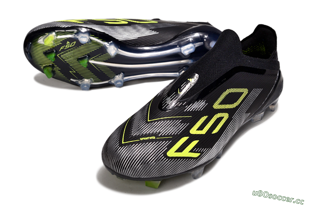 Unisex Adidas F50 Elite Laceless FG Firm Ground Low-Tops Football Boots - Black/Yellow/Silver 3