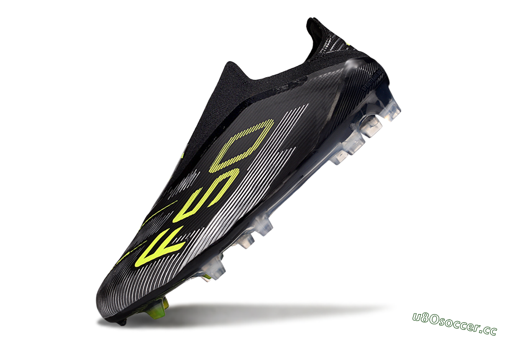 Unisex Adidas F50 Elite Laceless FG Firm Ground Low-Tops Football Boots - Black/Yellow/Silver 5