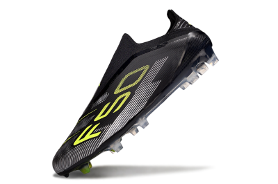 Unisex Adidas F50 Elite Laceless FG Firm Ground Low-Tops Football Boots - Black/Yellow/Silver