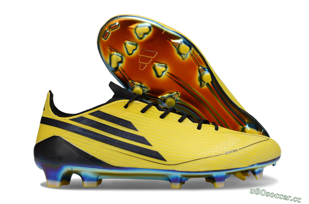 Unisex Adidas F50 Elite FG Firm Ground Low-Tops Football Boots - Yellow/Black/Gold 2