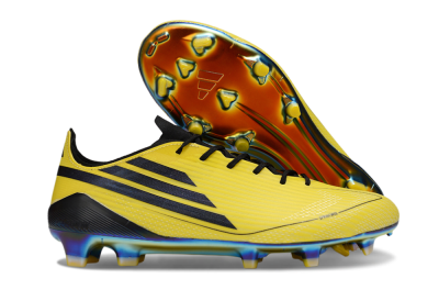 Unisex Adidas F50 Elite FG Firm Ground Low-Tops Football Boots - Yellow/Black/Gold