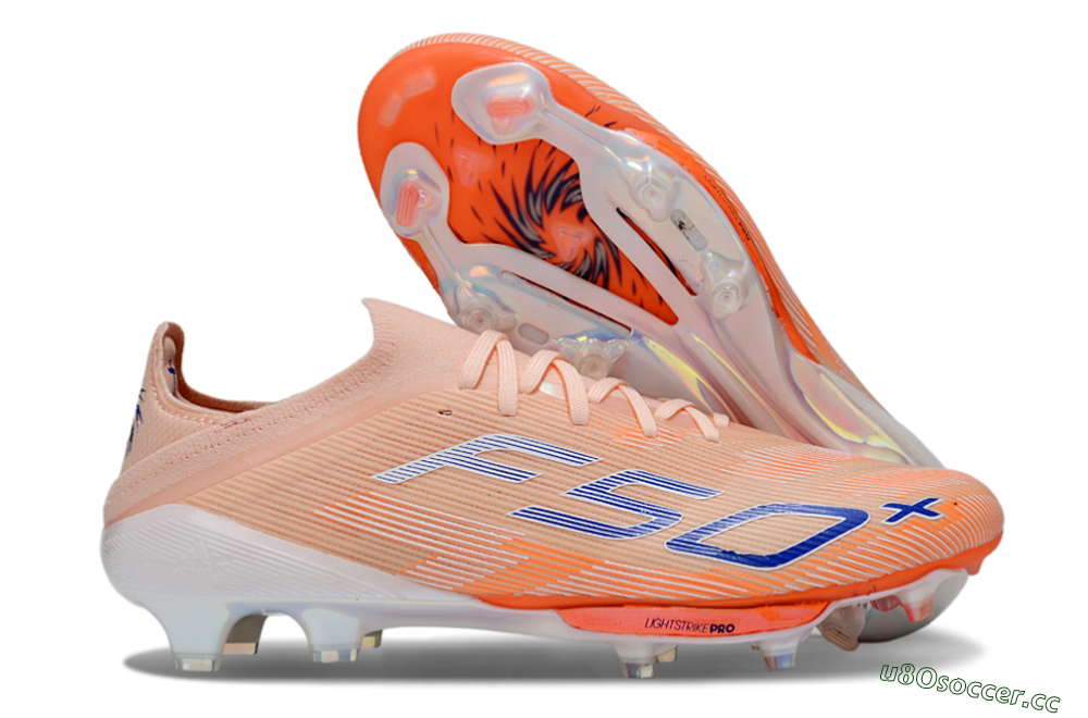 Men's Adidas F50+ Elite Lightstrike Pro FG Firm Ground Low-Tops Football Boots - Pink/Orange/White 2