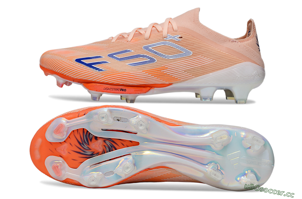 Men's Adidas F50+ Elite Lightstrike Pro FG Firm Ground Low-Tops Football Boots - Pink/Orange/White 1