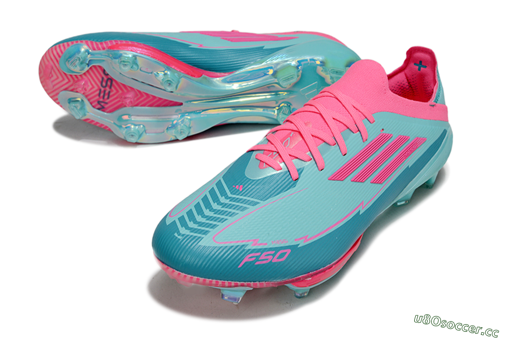 Men's Messi x Adidas F50+ Elite Lightstrike Pro FG Firm Ground Low-Tops Football Boots - Jade/Pink 3