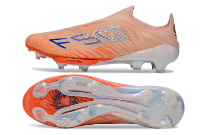 Men's Adidas F50+ Elite Lightstrike Pro Laceless FG Firm Ground Low-Tops Football Boots - Pink/Orange/White