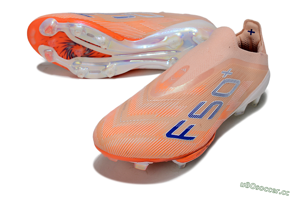 Men's Adidas F50+ Elite Lightstrike Pro Laceless FG Firm Ground Low-Tops Football Boots - Pink/Orange/White 3