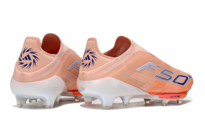 Men's Adidas F50+ Elite Lightstrike Pro Laceless FG Firm Ground Low-Tops Football Boots - Pink/Orange/White