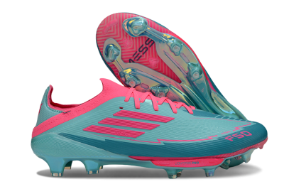Men's Messi x Adidas F50+ Elite Lightstrike Pro Laceless FG Firm Ground Low-Tops Football Boots - Jade/Pink