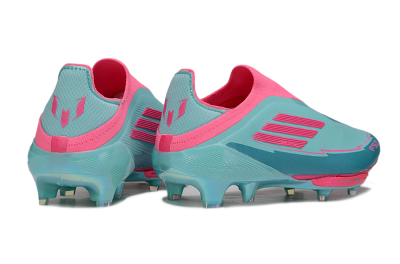 Men's Messi x Adidas F50+ Elite Lightstrike Pro Laceless FG Firm Ground Low-Tops Football Boots - Jade/Pink