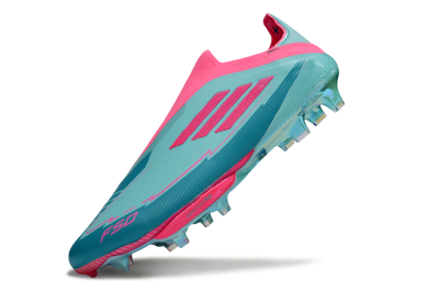 Men's Messi x Adidas F50+ Elite Lightstrike Pro Laceless FG Firm Ground Low-Tops Football Boots - Jade/Pink