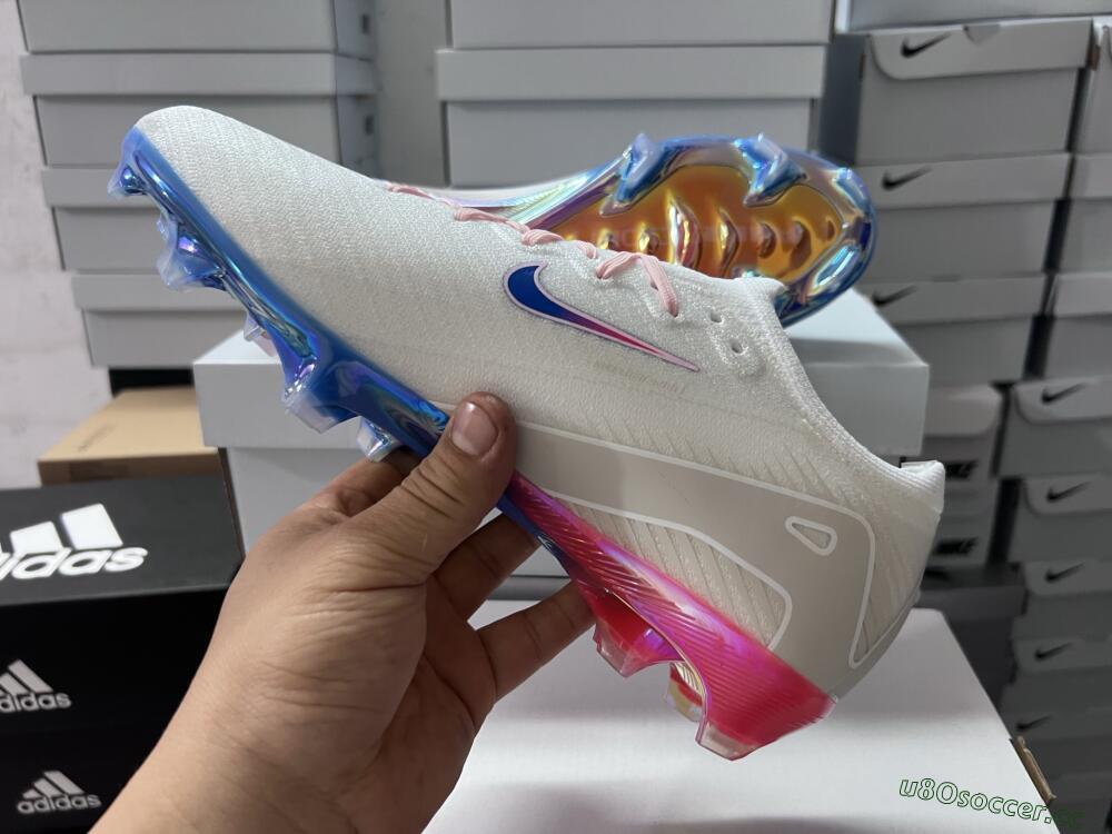 Unisex Nike Air Zoom Mercurial Vapor 16 Elite FG Firm Ground Low-Tops Football Boots - White/Blue/Pink