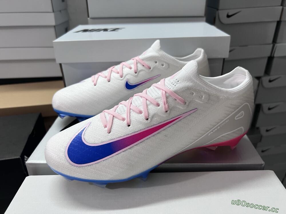 Unisex Nike Air Zoom Mercurial Vapor 16 Elite FG Firm Ground Low-Tops Football Boots - White/Blue/Pink