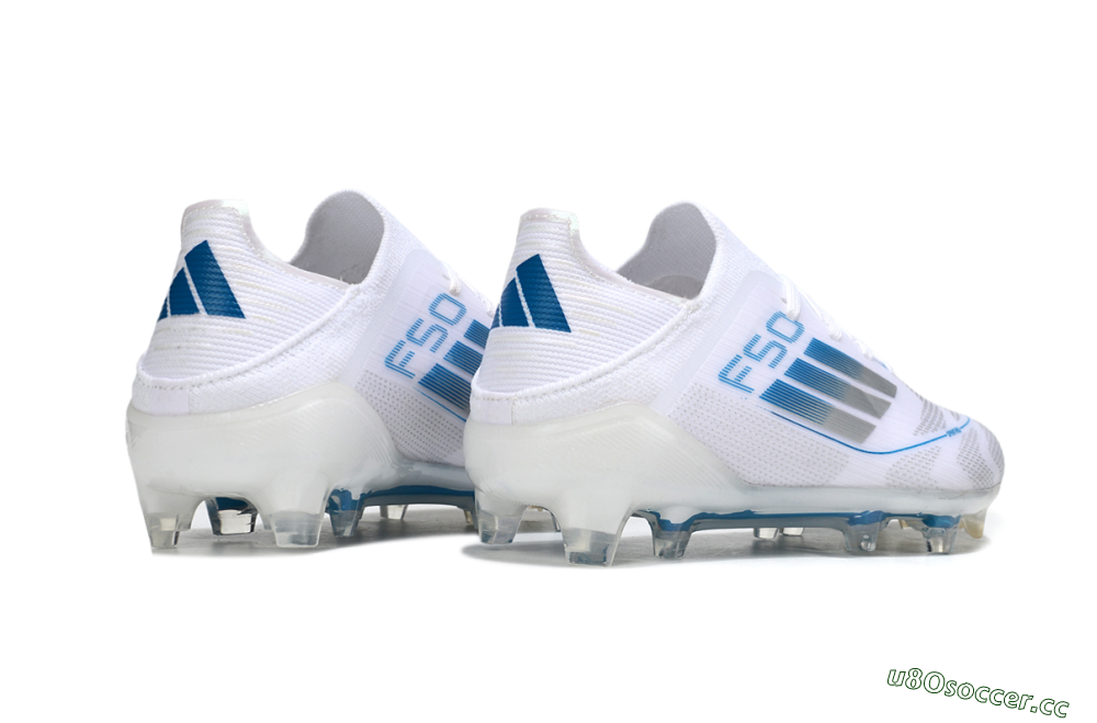 Kids Adidas F50 Elite FG Firm Ground Low-Tops Football Boots - White/Blue/Silver 5