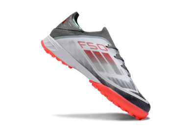 Kids Adidas F50 Elite TF Artificial Turf Low-Tops Football Shoes - White/Silver/Red
