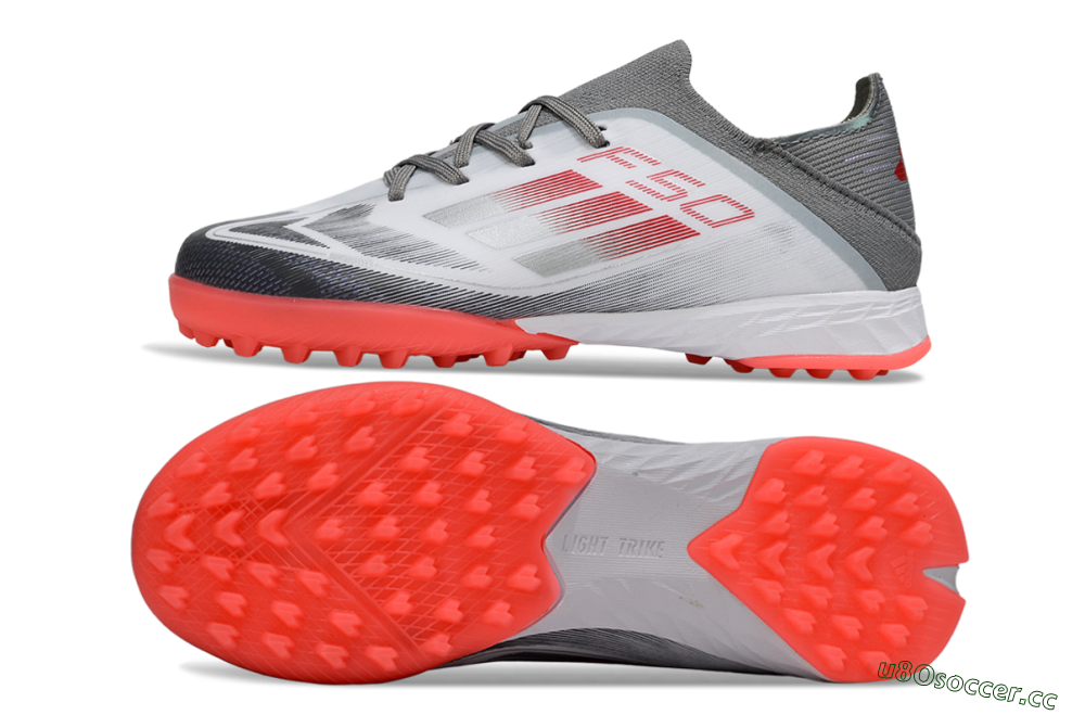 Kids Adidas F50 Elite TF Artificial Turf Low-Tops Football Shoes - White/Silver/Red 1