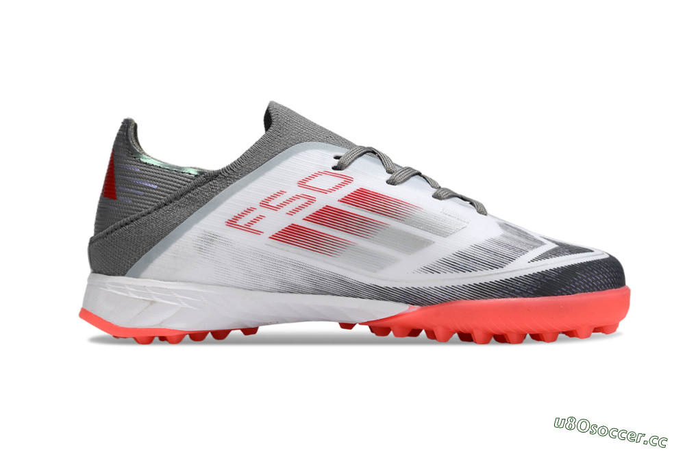 Kids Adidas F50 Elite TF Artificial Turf Low-Tops Football Shoes - White/Silver/Red 6