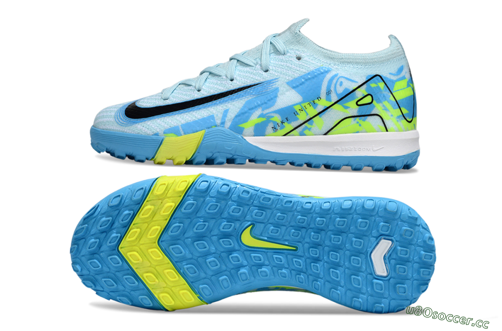 Kids Nike Air Zoom Mercurial Vapor 16 Elite TF Artificial Turf Low-Tops Football Shoes - Blue/Black/Yellow 1