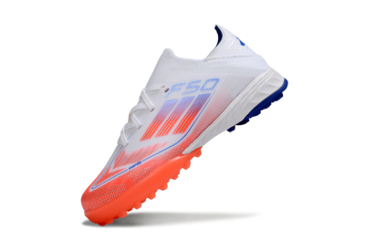 Kids Adidas F50 Elite TF Artificial Turf Low-Tops Football Shoes - White/Red/Blue